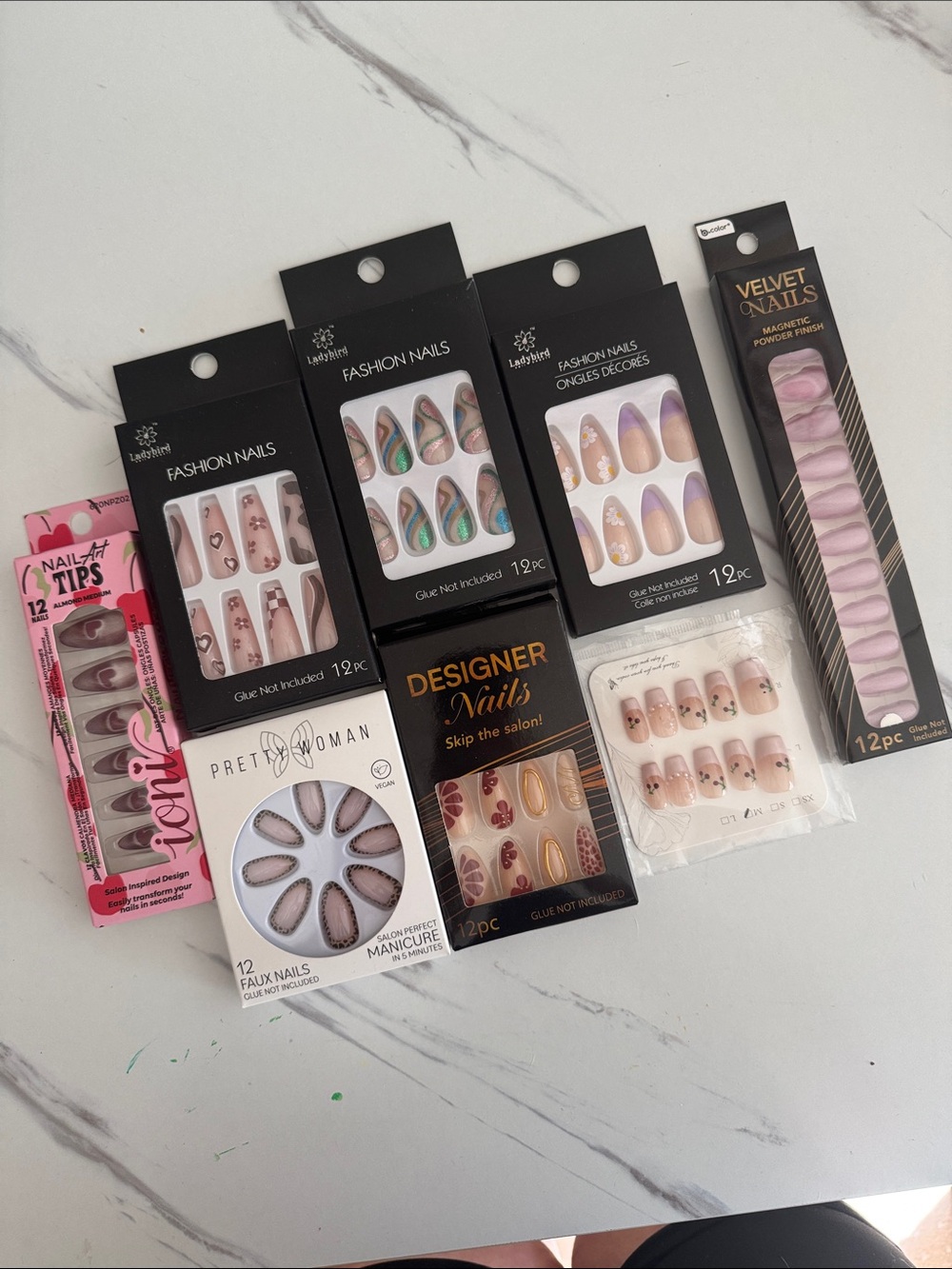 Assorted Press-On Nail Sets — Pink, Nude & Mauve Mix